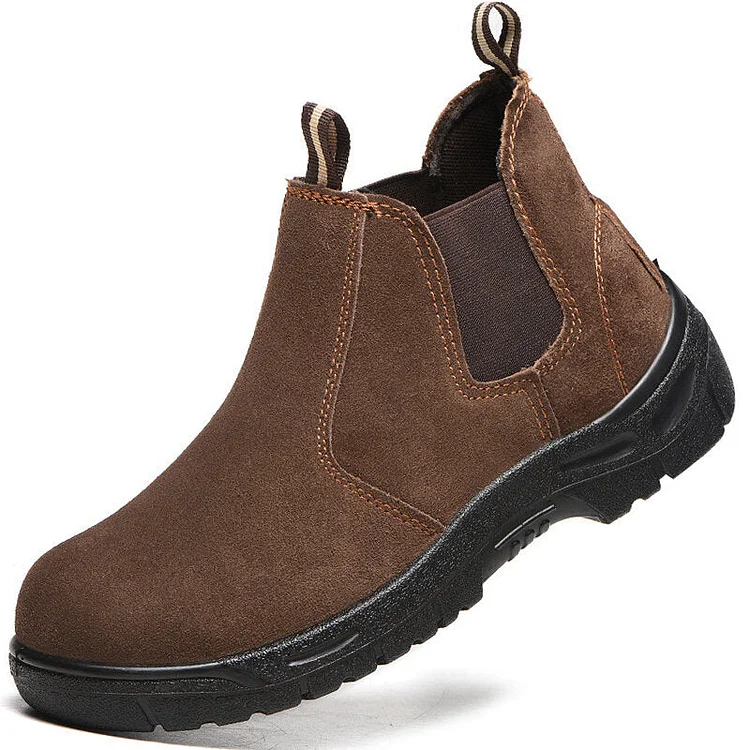 Men Suede Non Slip Outdoor Anti Smashing Puncture Proof Safety Shoes