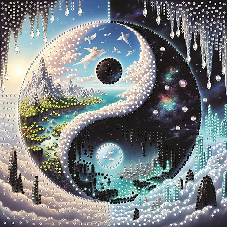 Yin Yang Bagua Scenery 30*30cm(canvas) Special Shaped Drill Diamond Painting gbfke