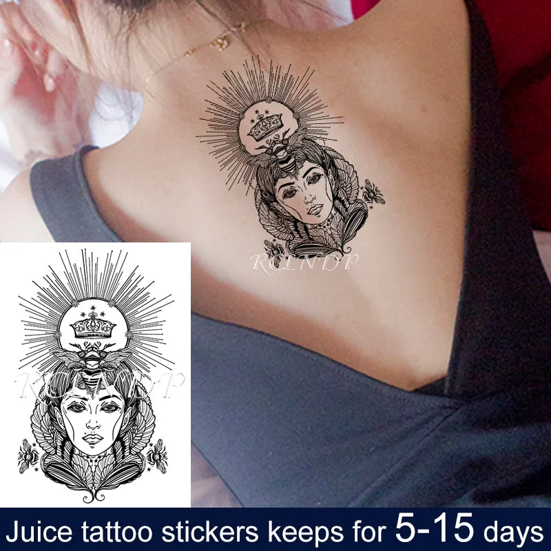 Waterproof Temporary Juice ink Sticker Egyptian Ancient Greek Mythology Cleopatra Fruit Gel Long lasting Tattoo for men women