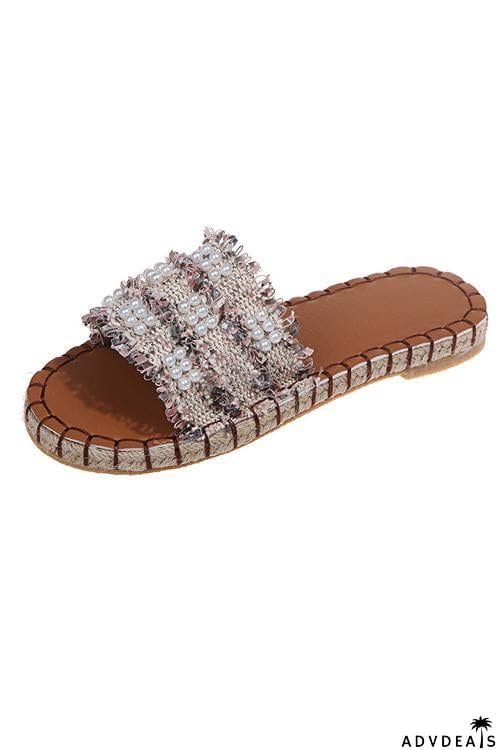 Pearl Tassels Flat Slipper