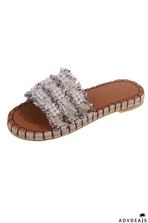 Pearl Tassels Flat Slipper