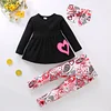 Kid Baby Girl Valentine's Day Set Embroidered Long Sleeve 3 Pcs Sets