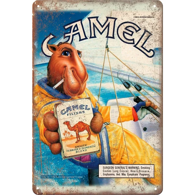 Smoking Camel - Vintage Tin Signs/Wooden Signs - 7.9x11.8in & 11.8x15.7in