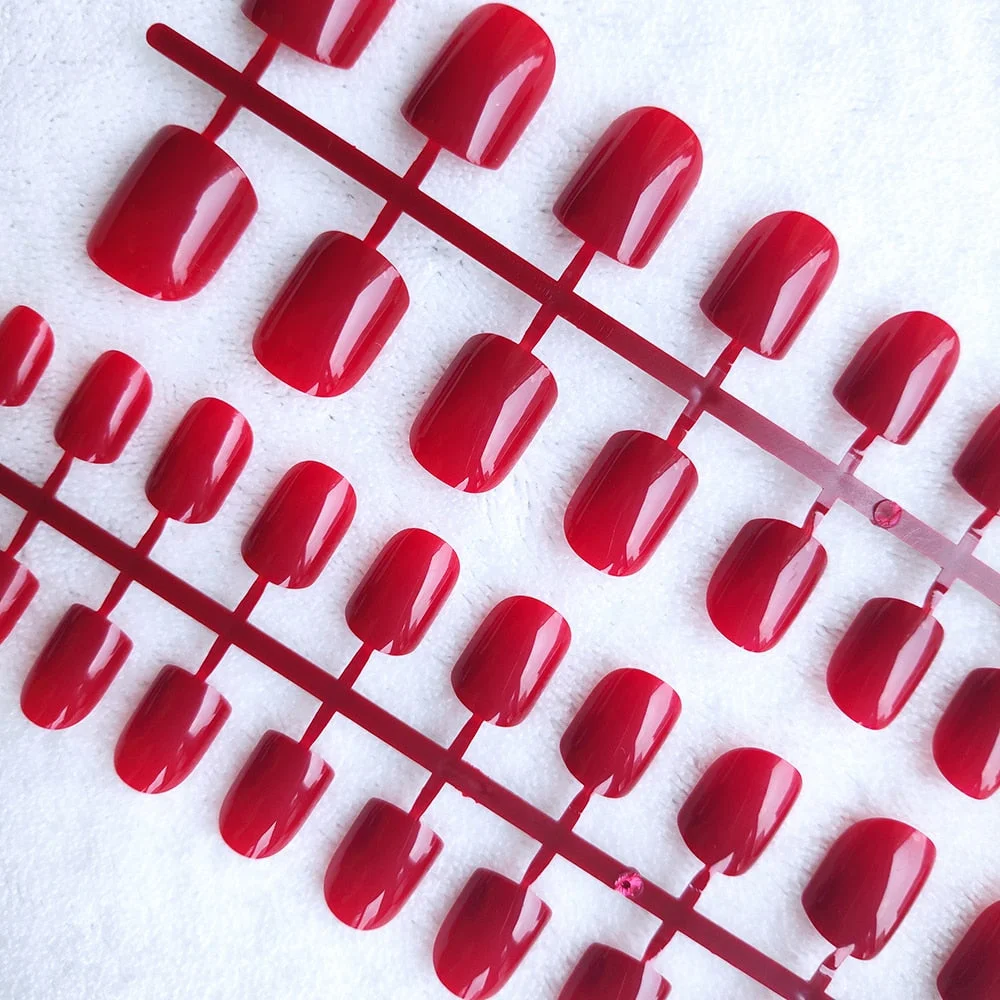 4 Sets/lot Mixed Colors False Nail Tips Short Full Cover Square Fake Nails Comfortable Multicolor Press On Nails Nail DIY-Nail Inspo