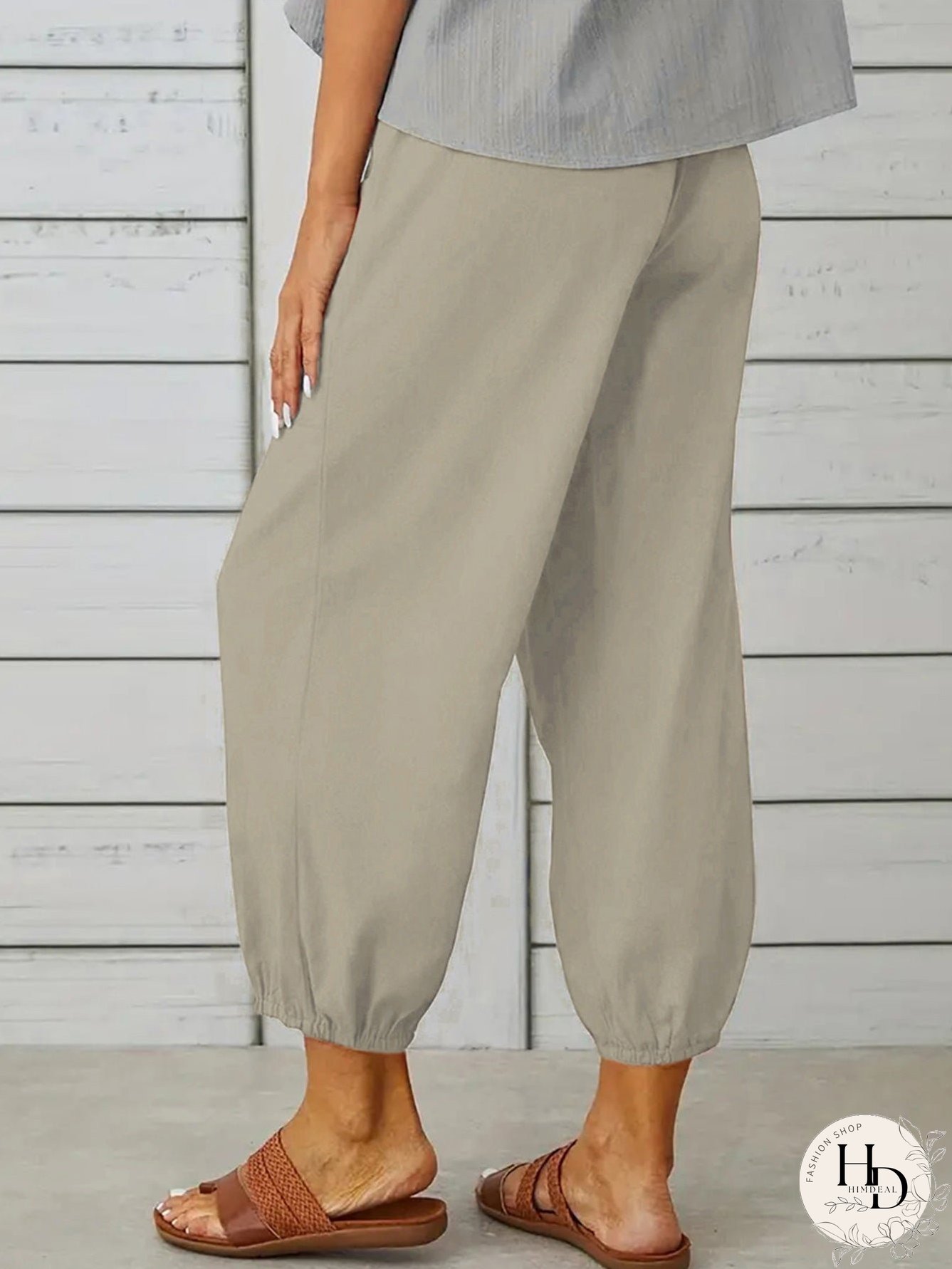 Decorative Button Cropped Pants