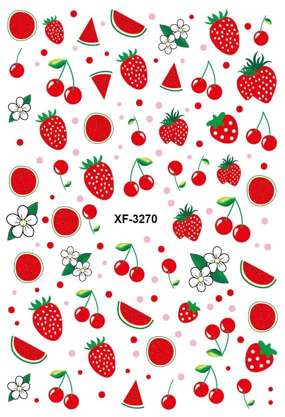 3D Nail Art Sticker Newest Kawaii Strawberry Rainbow M Nail Decals Adhesive Sticker for Design Manicure Letter Decorations DIY-Nail Inspo