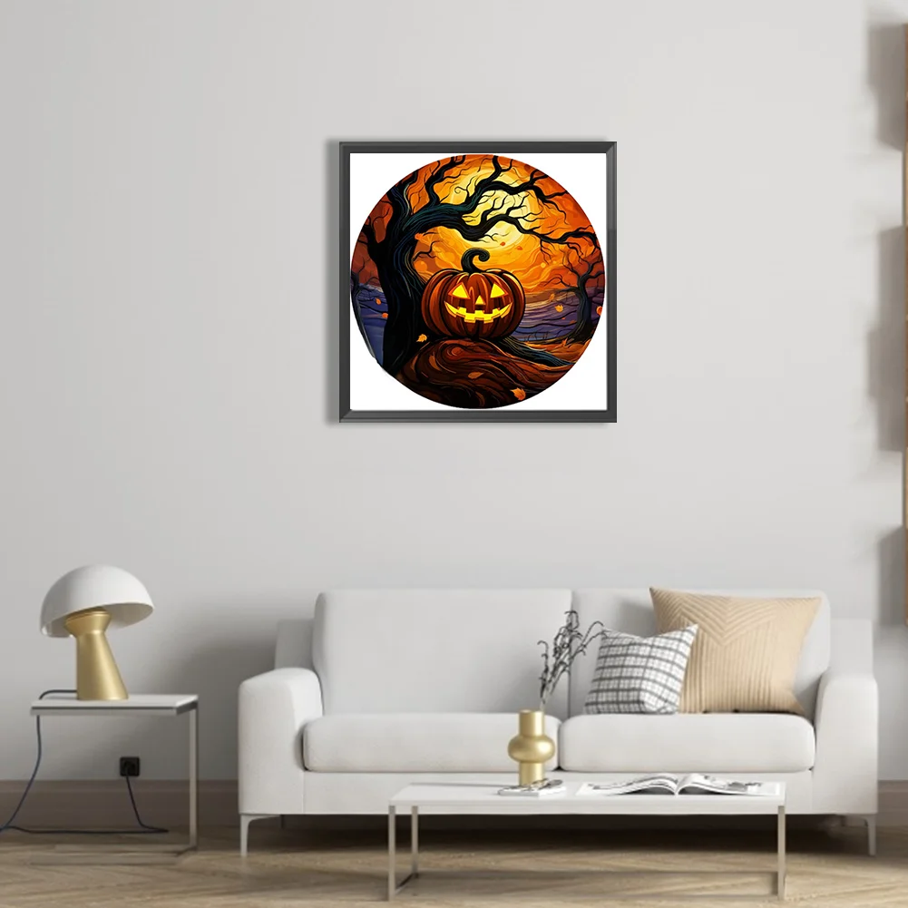 5D DIY Full Round Drill Partial AB Diamond Painting Jack-O-Lantern Decor 35x35cm