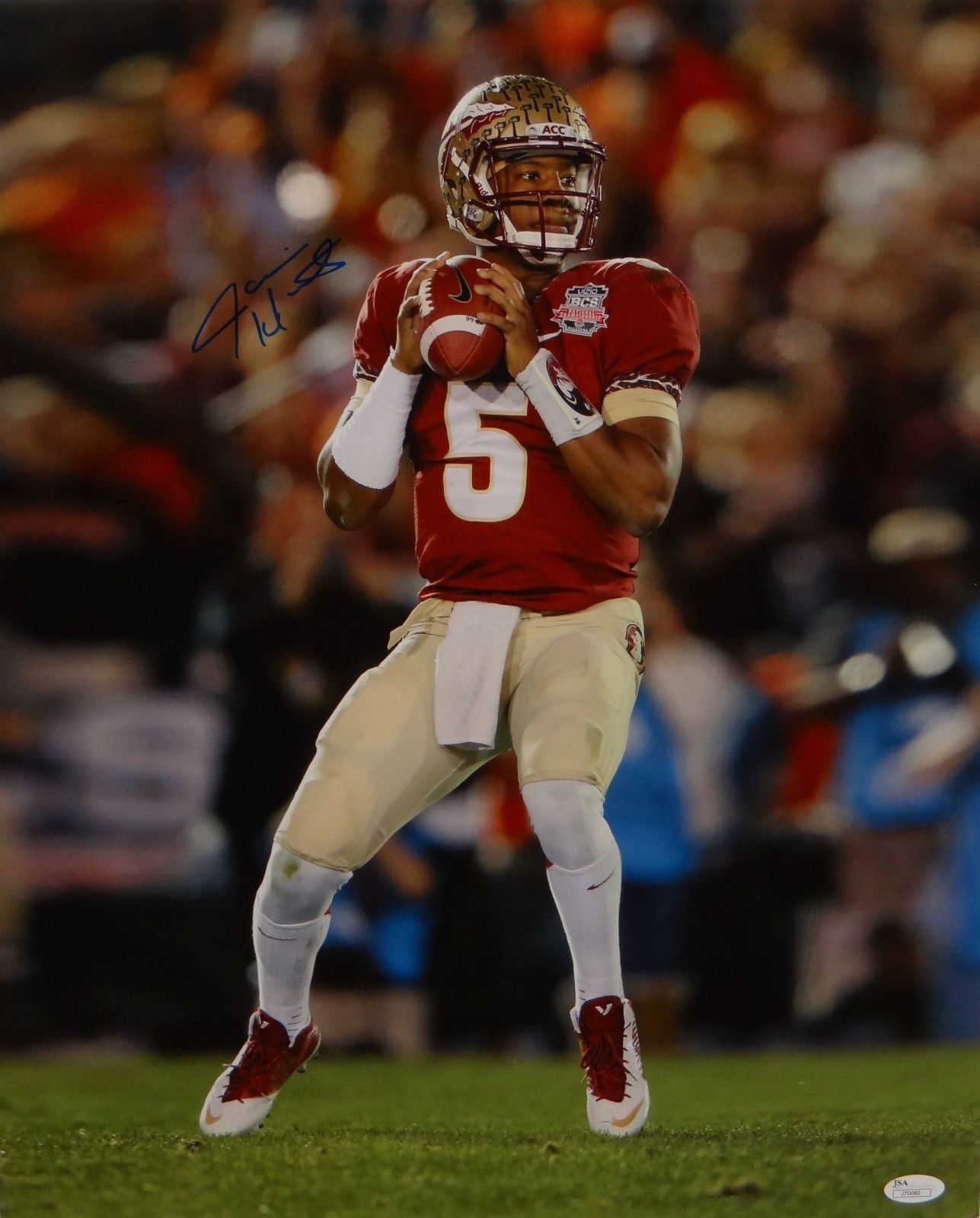 Jameis Winston Autographed 16x20 Looking To Pass Photo Poster painting- JSA Authenticated