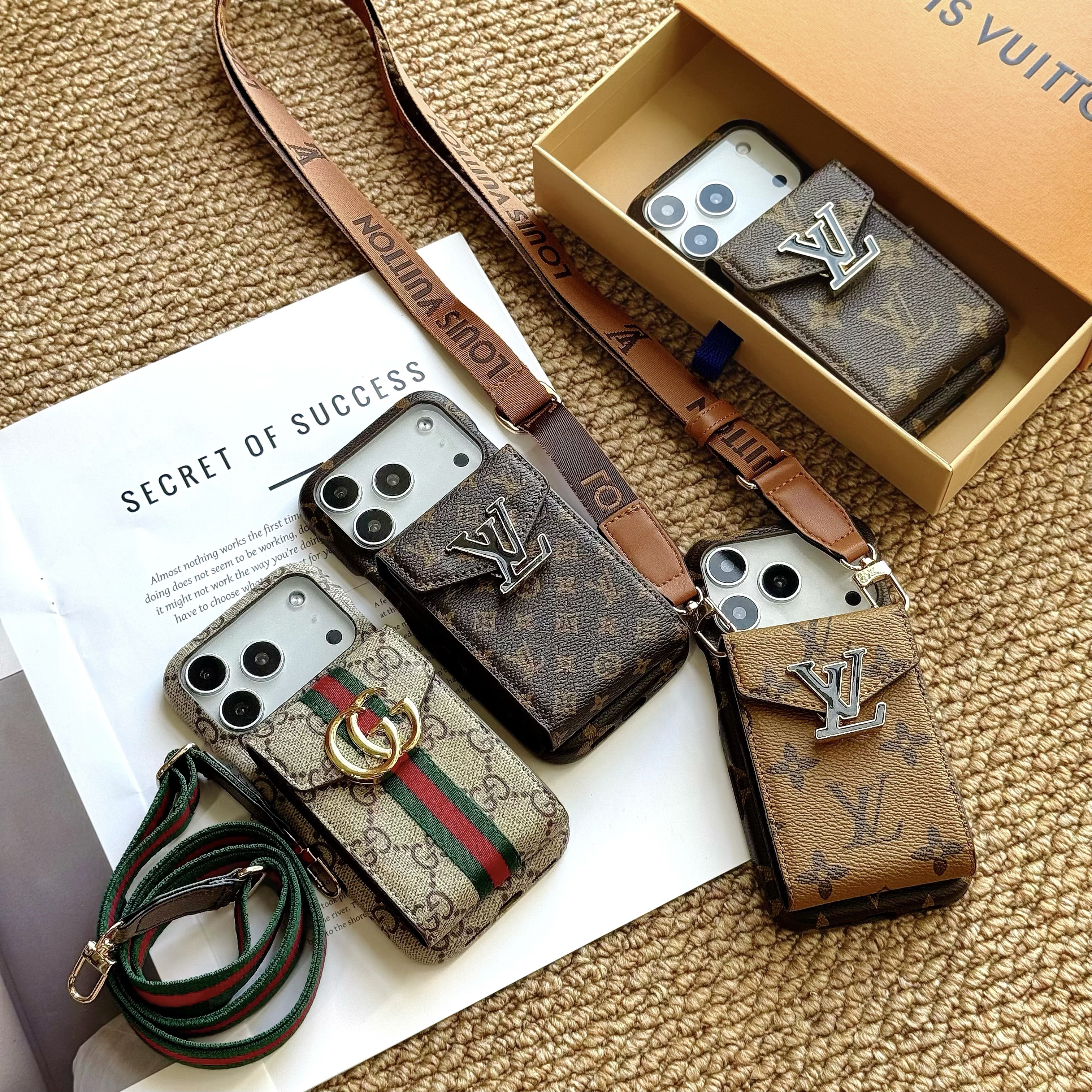 Crossbody LV Accordion Card Holder Gucci iPhone Case Monogram Canvas Samsung Leather Cover