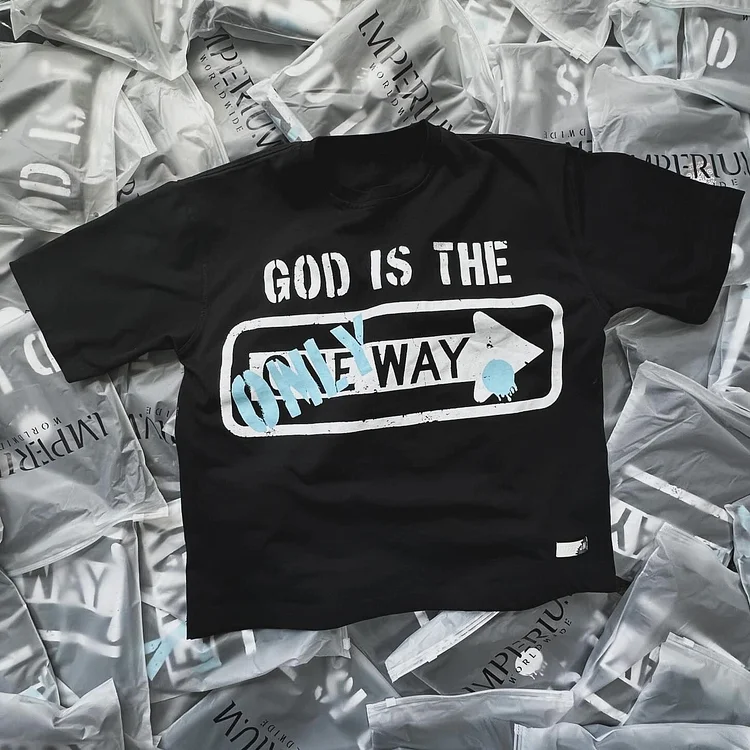 Vintage God Is The Only One Way Graphic Short Sleeve T-Shirt