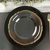 10 Pack | 10" Clear / Gold Scalloped Rim Plastic Dinner Plates, Large Disposable Party Plates