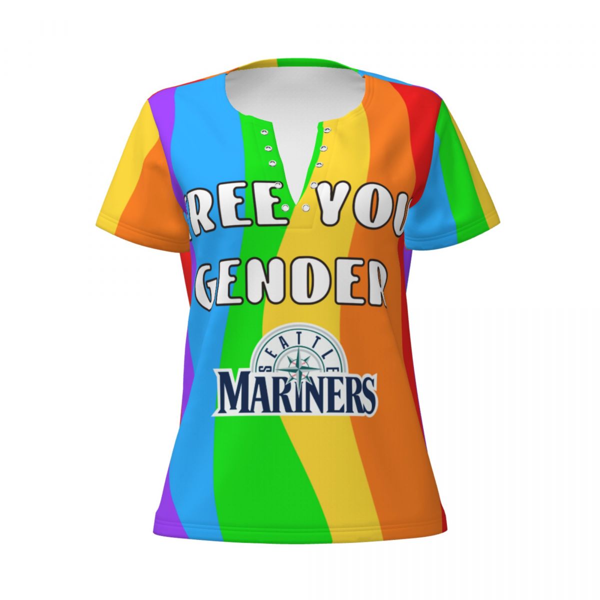 Seattle Mariners Pride Women's V-Neck T-Shirt