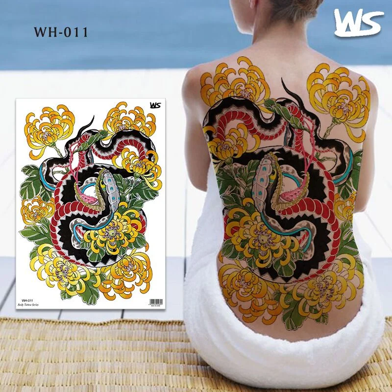temporary tattoos custom large body art sexy animal tiger dragon peony lion sexy tattoo for women girls back waterdecal big size