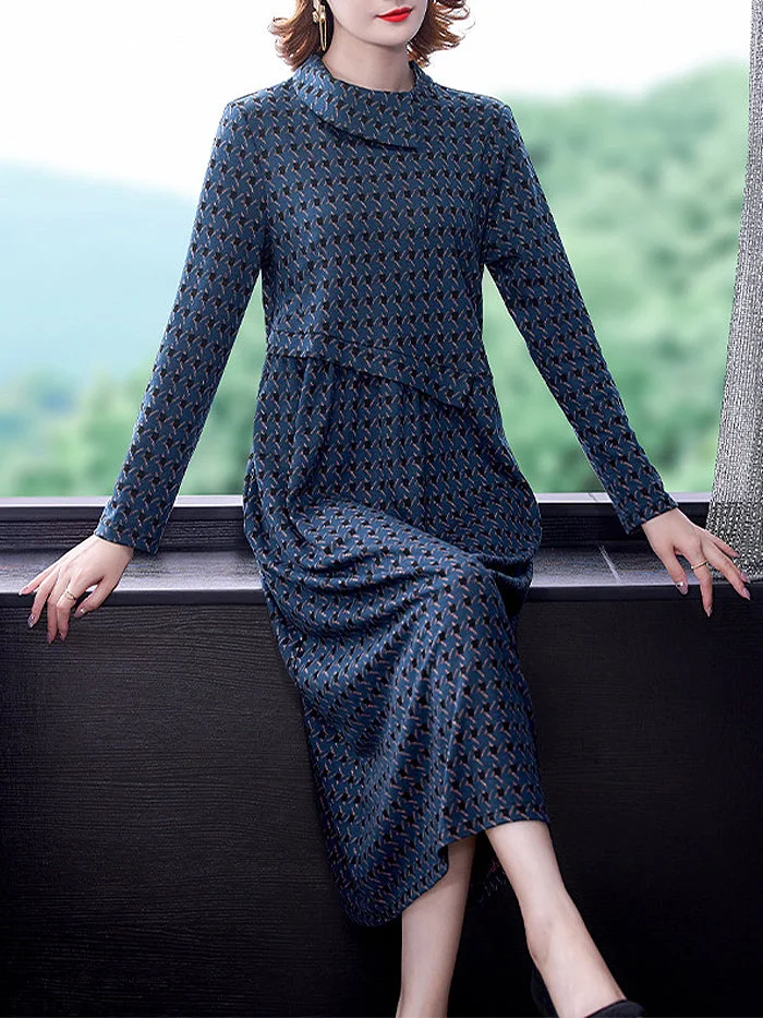 Knitted Jacquard Retro Elegant Base Dress