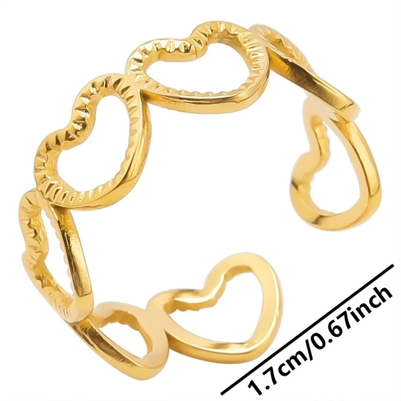 Minimalist Heart Shape 304 Stainless Steel 18K Gold Plated Plating Rings