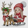 Elk Sled Girl-14CT Stamped Cross Stitch 31*31cm/12.2*12.2in