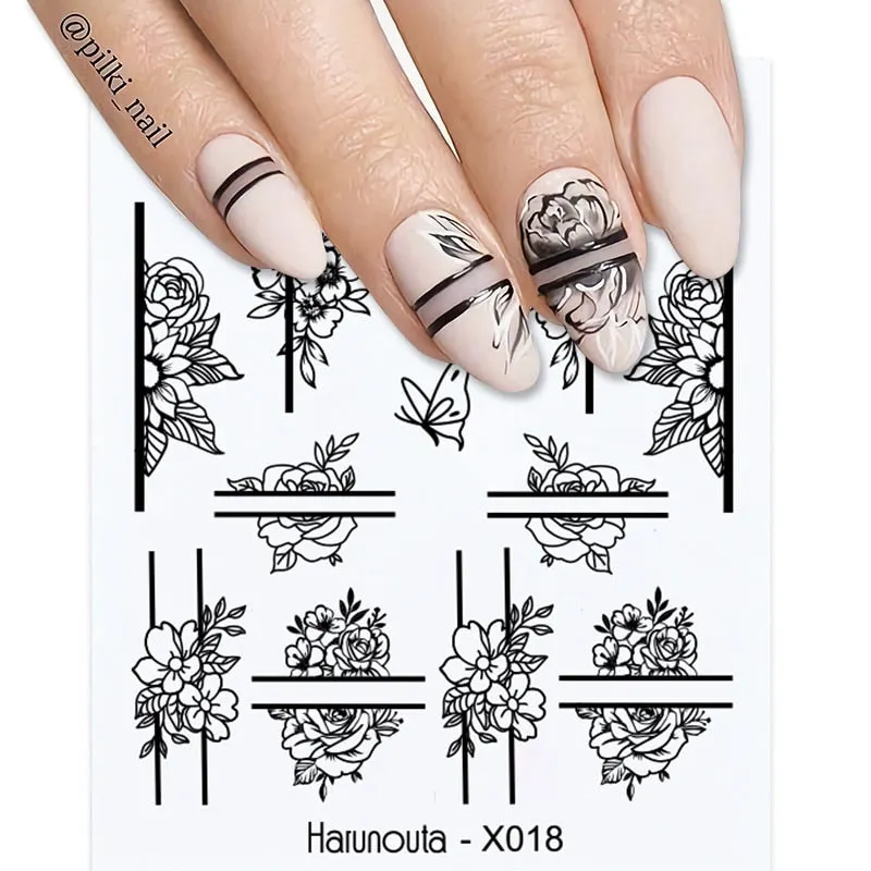 1Pc Spring Water Nail Decal And Sticker Flower Leaf Tree Green Simple Summer DIY Slider For Manicuring Nail Art Watermark-Nail Inspo