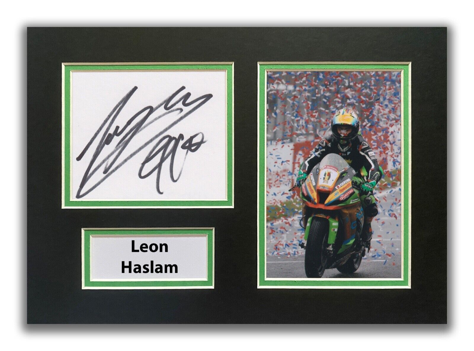 LEON HASLAM HAND SIGNED A4 MOUNTED Photo Poster painting DISPLAY - BSB - MOTOGP - WSBK 1.