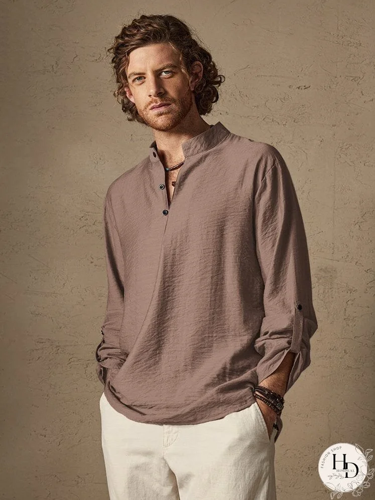 Linen Henry Long Sleeve Beach Shirt