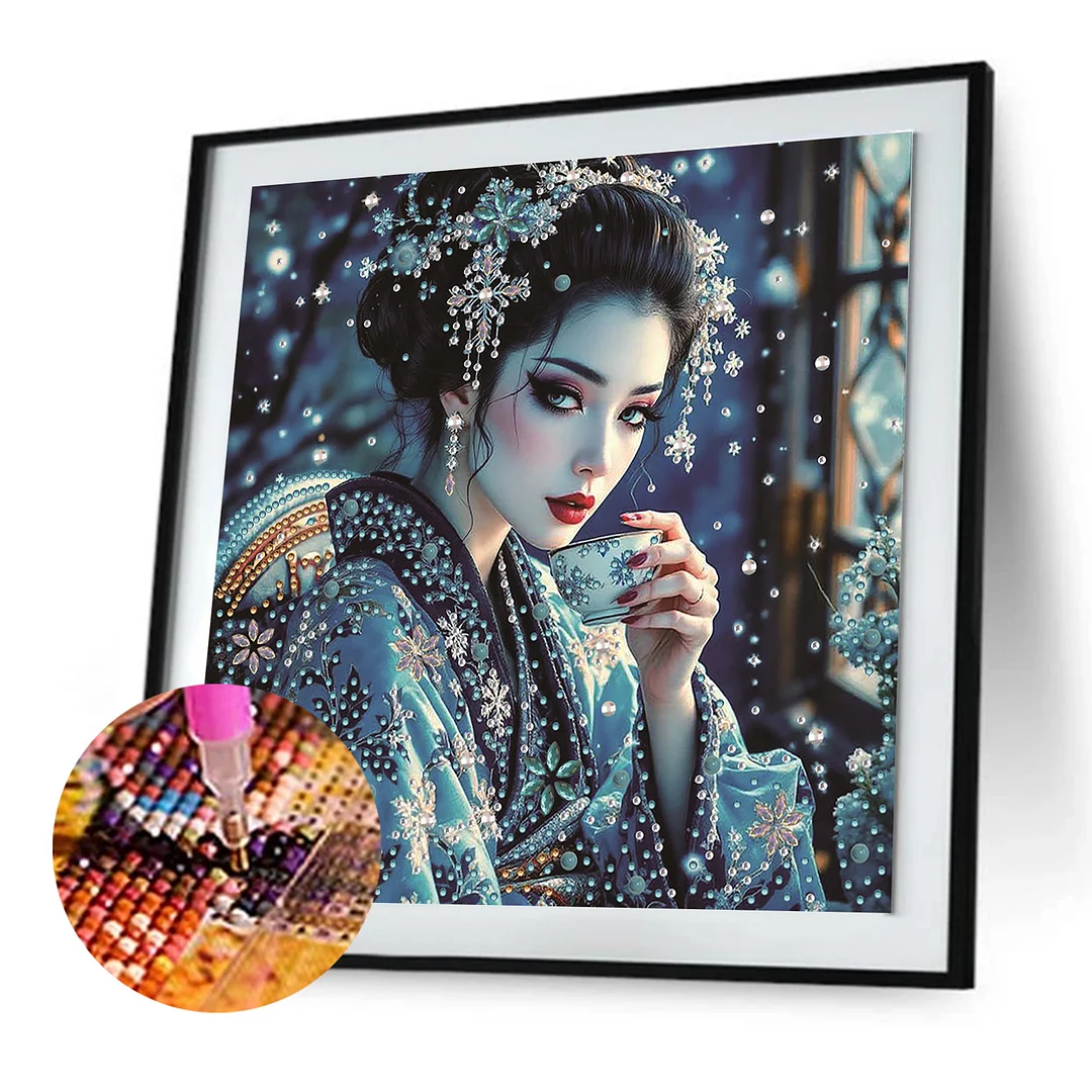 Diamond Painting - Partial Special Shaped Drill - Snow Geisha(Canvas|30x30cm)