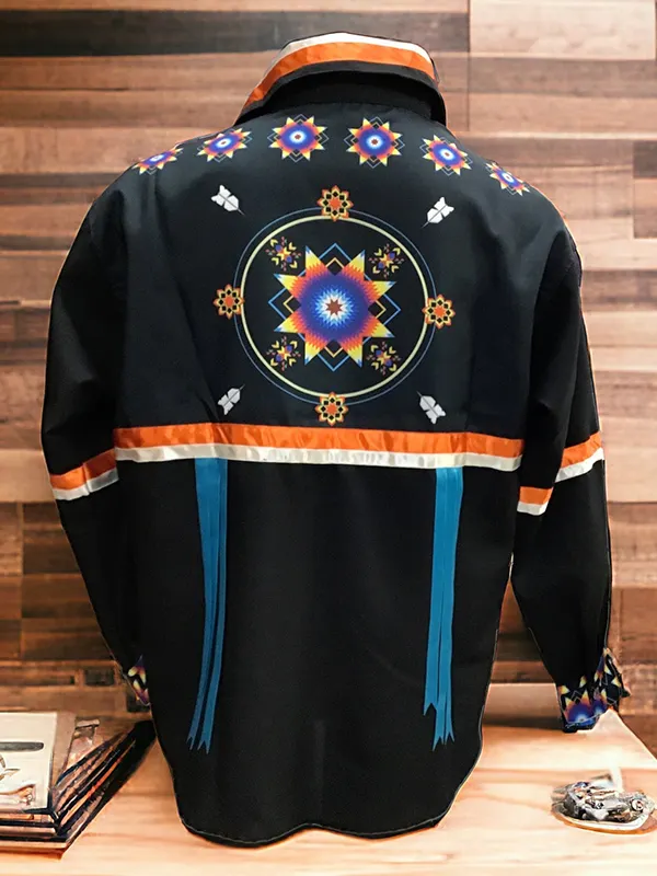 Native American Men's Long Sleeve Ribbon Shirt Native American Men's Long Sleeve Ribbon Shirt