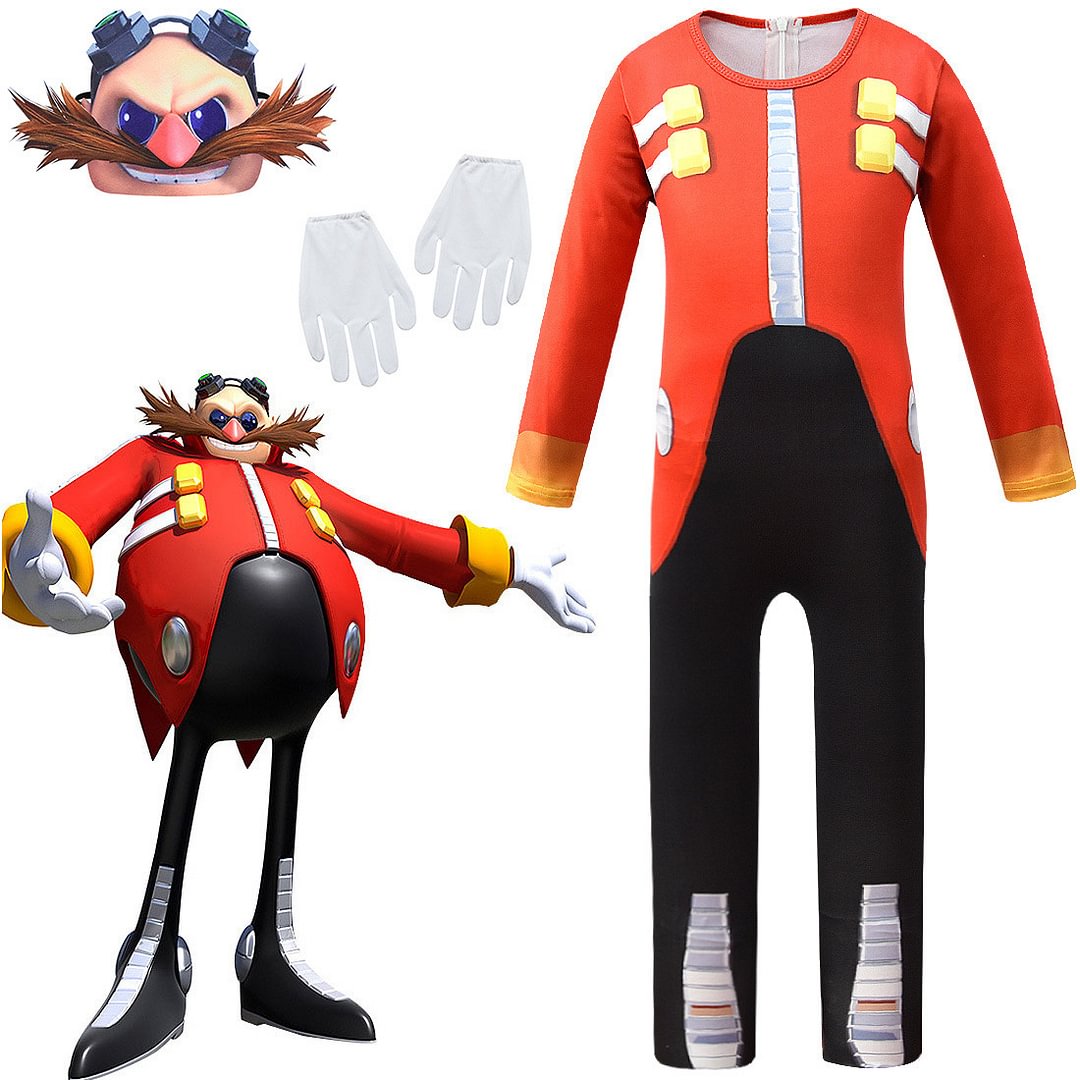 Kids Sonic The Hedgehog Dr. Eggman Cosplay Zentai Suit Costume Child Jumpsuit Bodysuit Outfits-Pajamasbuy