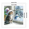 Window Cat Snowman-11CT Stamped Cross Stitch 40*40cm/15.75*15.75in tapestrymarket