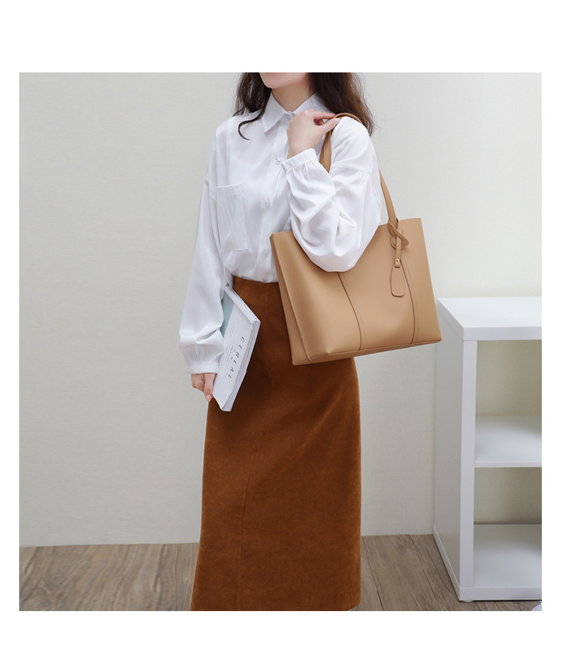 Merumote's Genuine Leather Portable Shoulder Tote Bag Niche Commuter Bag-MERUMOTE