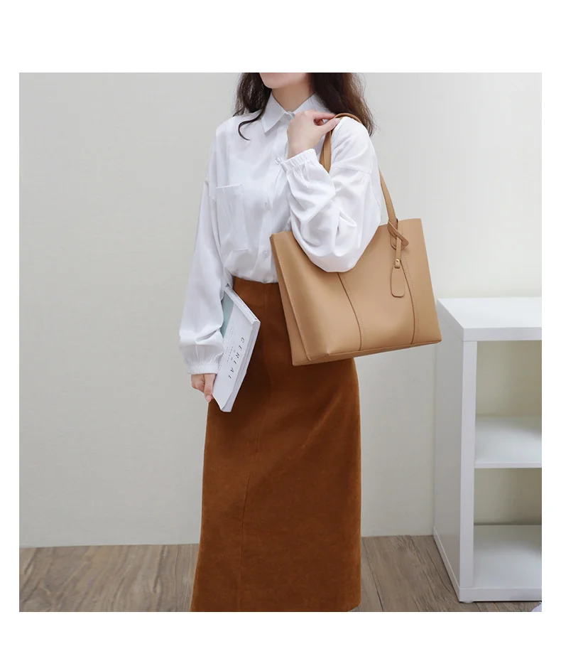 Merumote's Genuine Leather Portable Shoulder Tote Bag Niche Commuter Bag-MERUMOTE