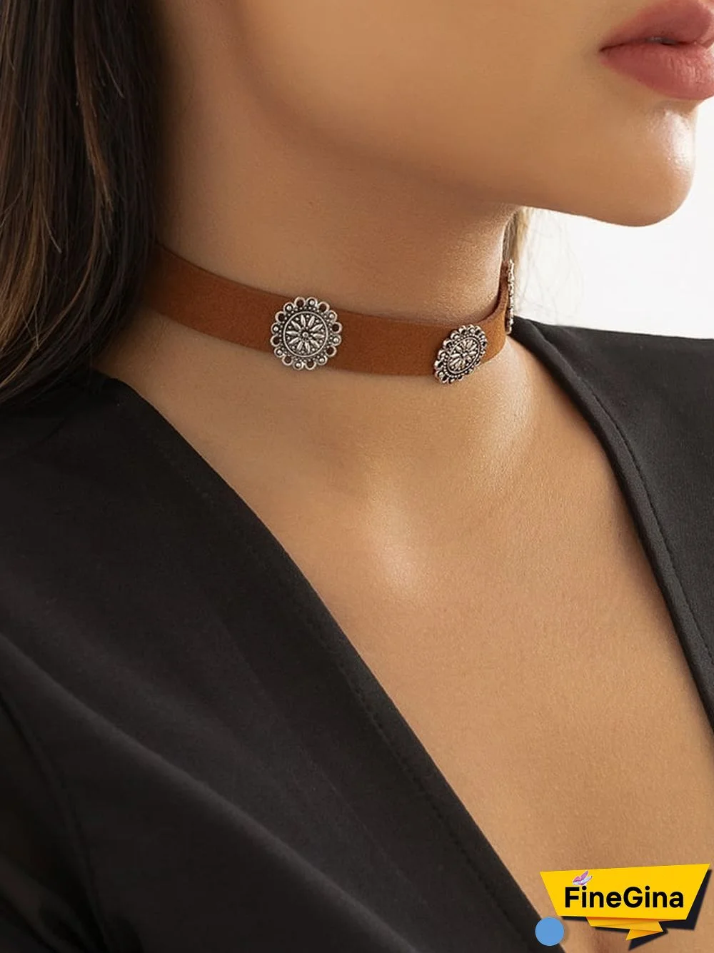 Vintage Ethnic Style Flannelette Three-dimensional Flower Plate Necklace