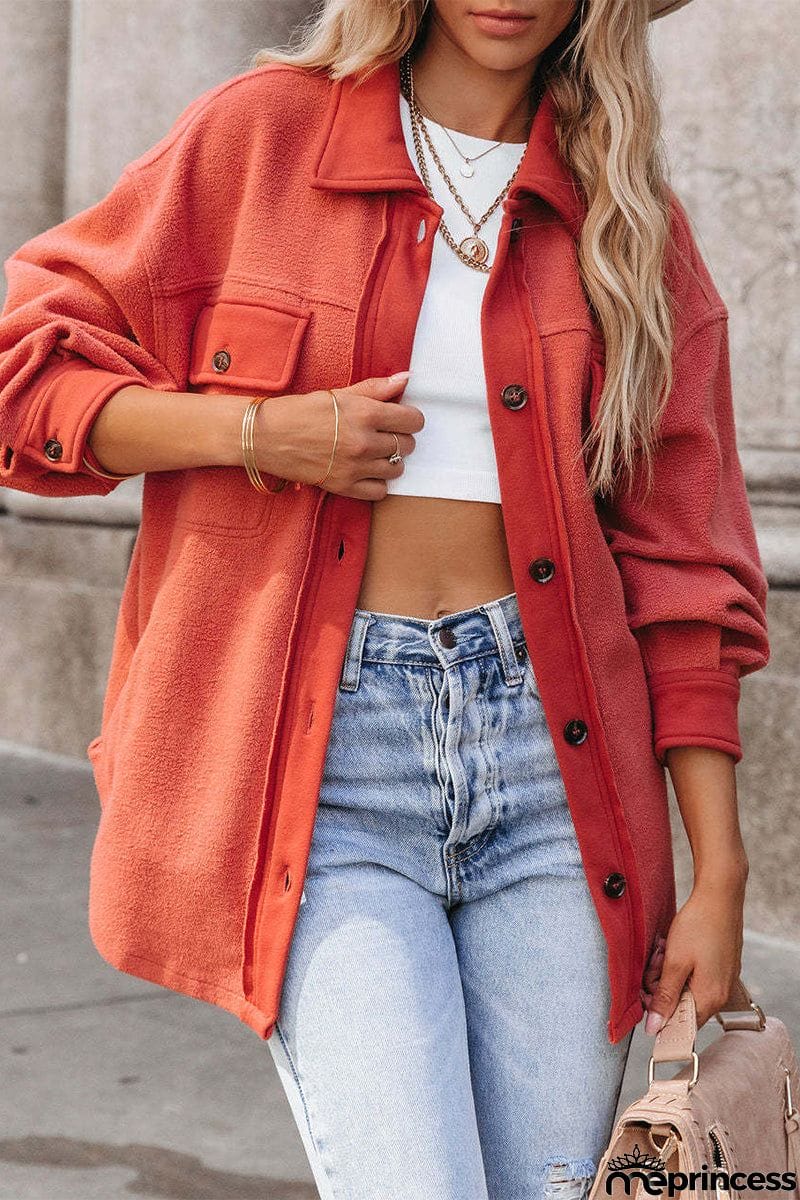 Street Elegant Solid Patchwork Pocket Shirt Collar Outerwear(3 Colors)