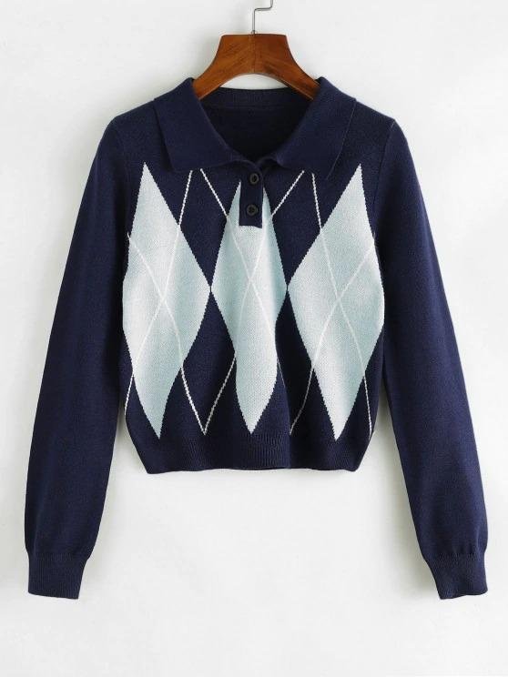 Argyle Cropped Sweater