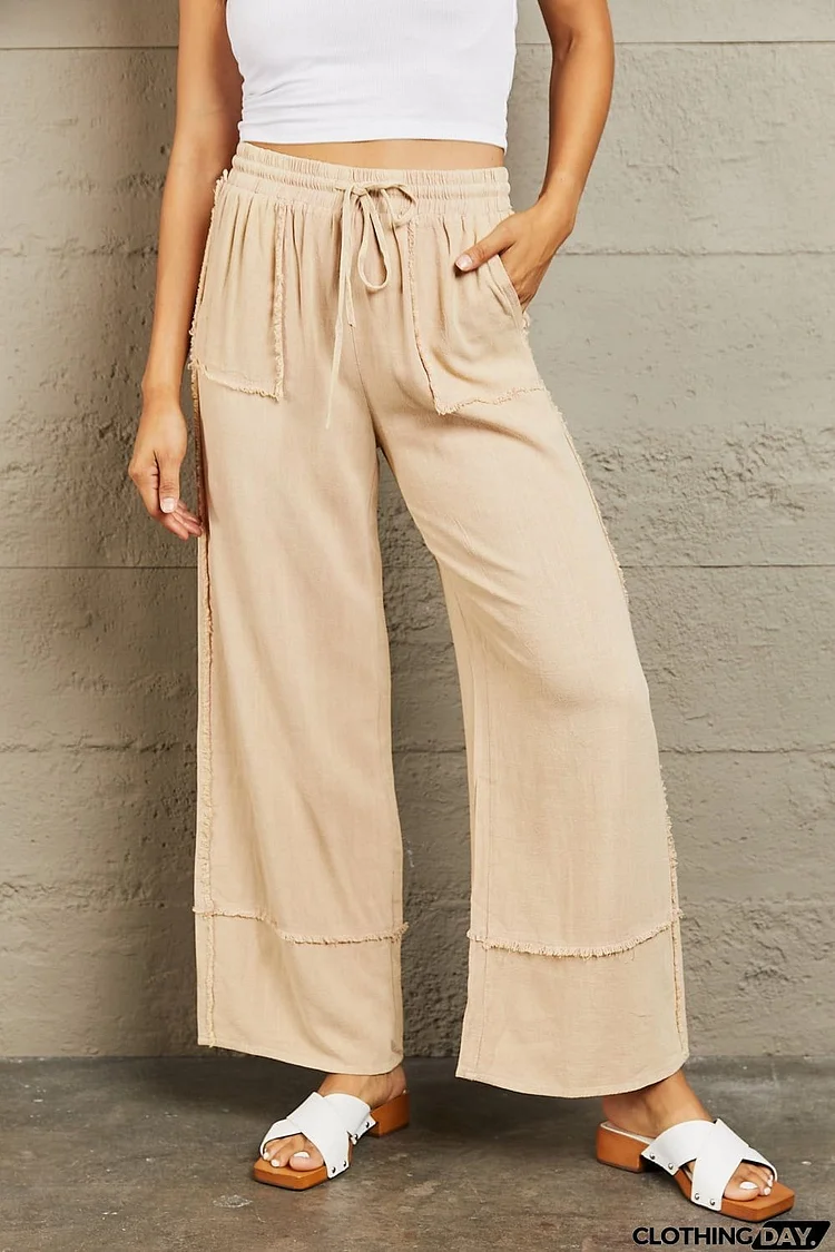 HEYSON Love Me Full Size Mineral Wash Wide Leg Pants