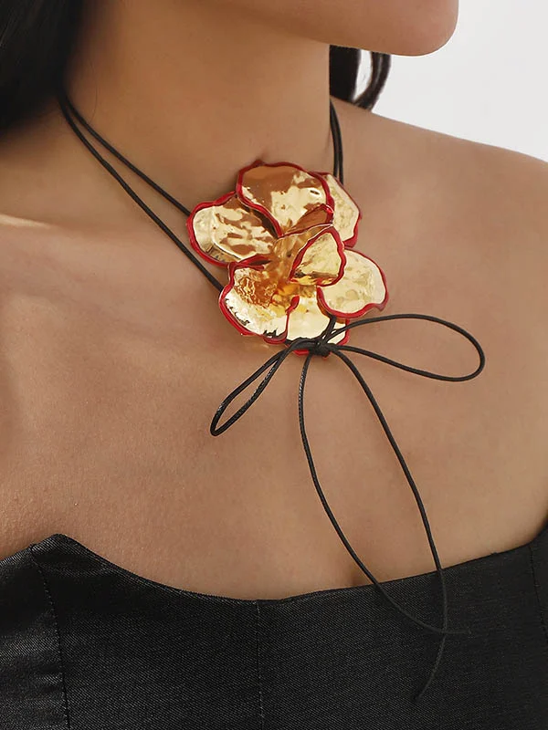 Flower Shape Tied Necklaces Accessories