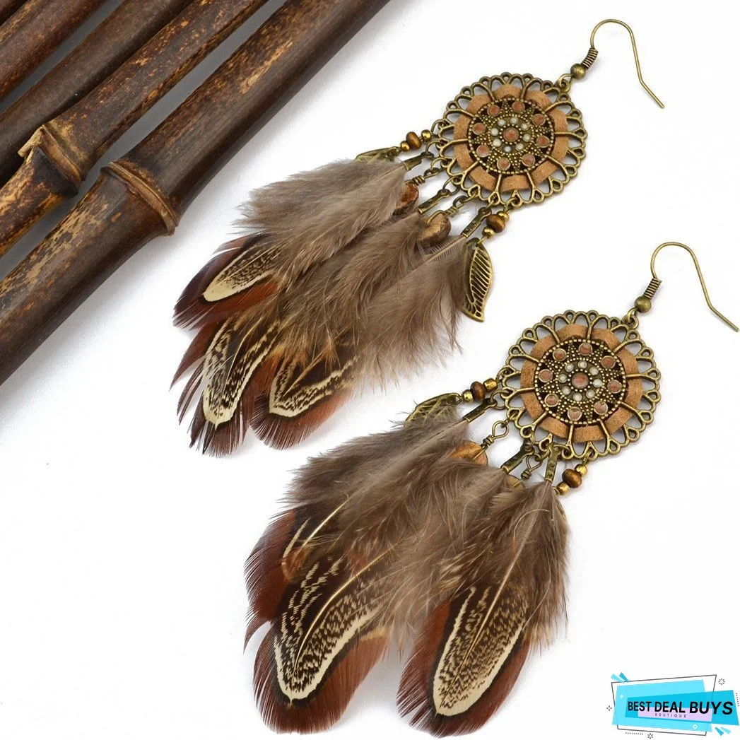 Bohemia Feather Tassels Earrings Accessories