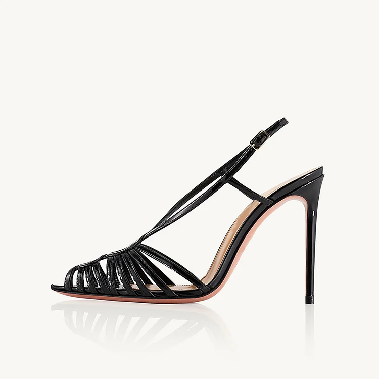 Escarpins noirs à talons aiguilles avec brides Flusfy