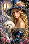 Luxury AB Velvet Diamond Painting Kit - Beauty and the Puppy