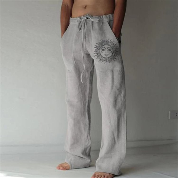 Men's Drawstring Elastic Solid Color Loose Casual Trousers Pants