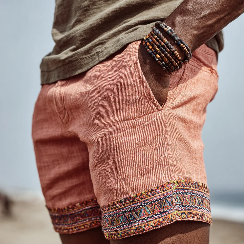 Men's Ethnic-Style Linen Shorts-INSPIREUSE