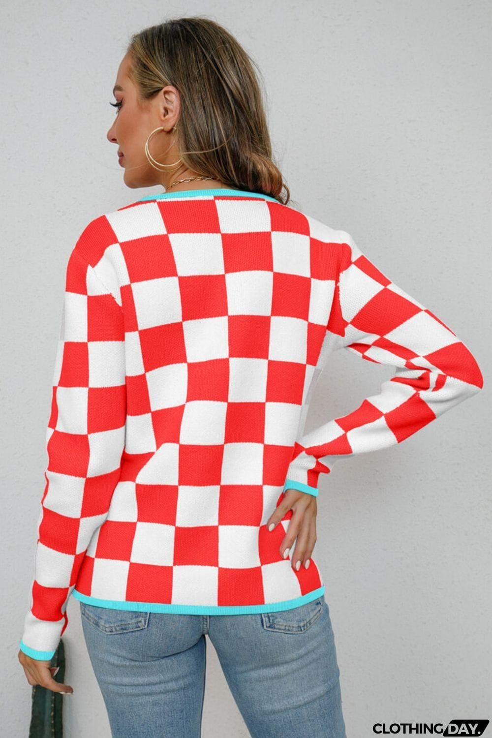 Checkered Round Neck Sweater