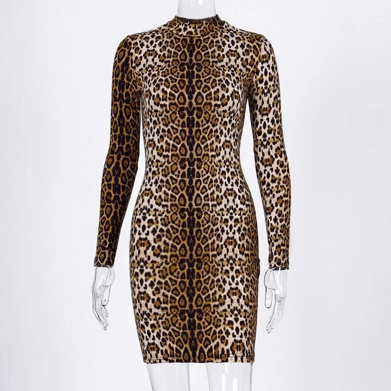 Dulzura 2019 autumn winter women midi dress party bodycon festival tiger leopard animal print sexy plus size office clothes