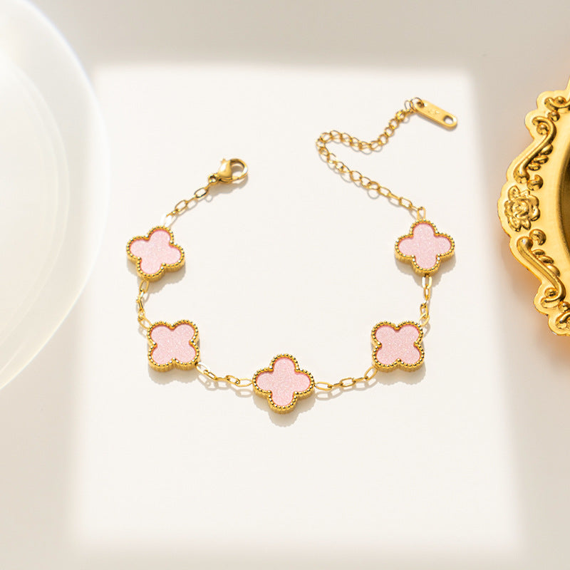 Moderate Luxury Letter Number Flower Stainless Steel 18K Gold Plated Necklaces