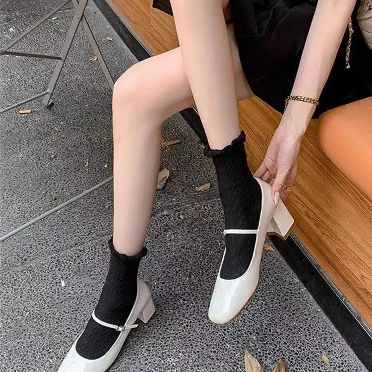 Yyvonne Head Thick Heel Mary Jane Shoes Women 2025 Spring And Autumn New High Heels Women With Small Size Light Single Shoes