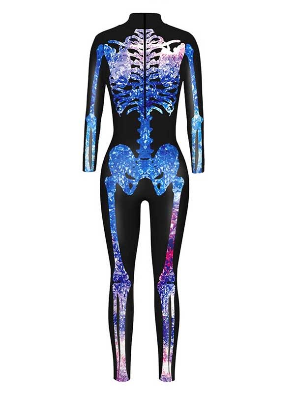 Women Halloween Costume Skeleton Jumpsuit-elleschic