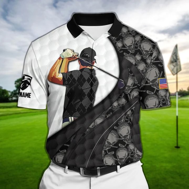 Premium Coolest Golf Skull Polo Shirts Multicolored