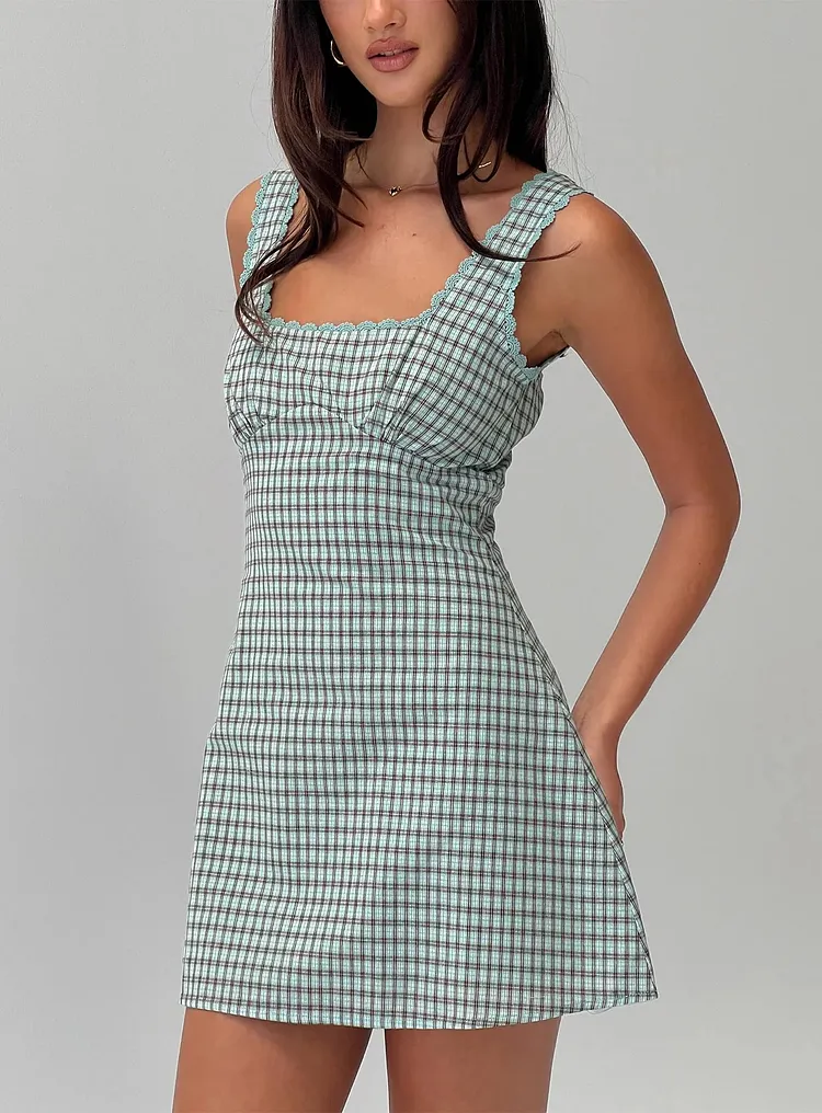 Dasha Mini Dress Blue / Brown Check