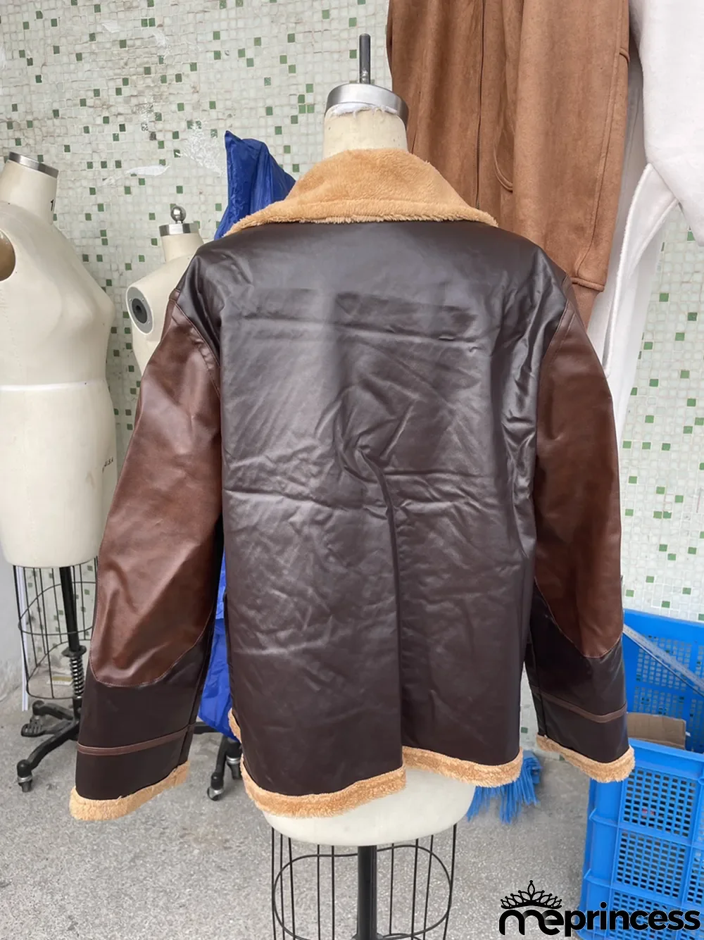 Fall/Winter Brown Turndown Collar Zippered Scoop Pockets Zippered Fit Youth Casual Jacket