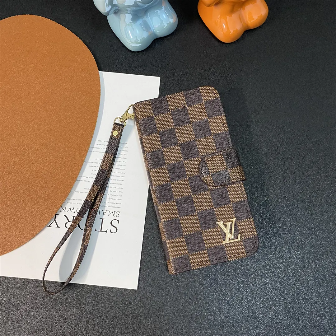 LV Monogram Canvas Wallet Apple iPhone Case Samsung Galaxy Checkerboard Canvas Holster