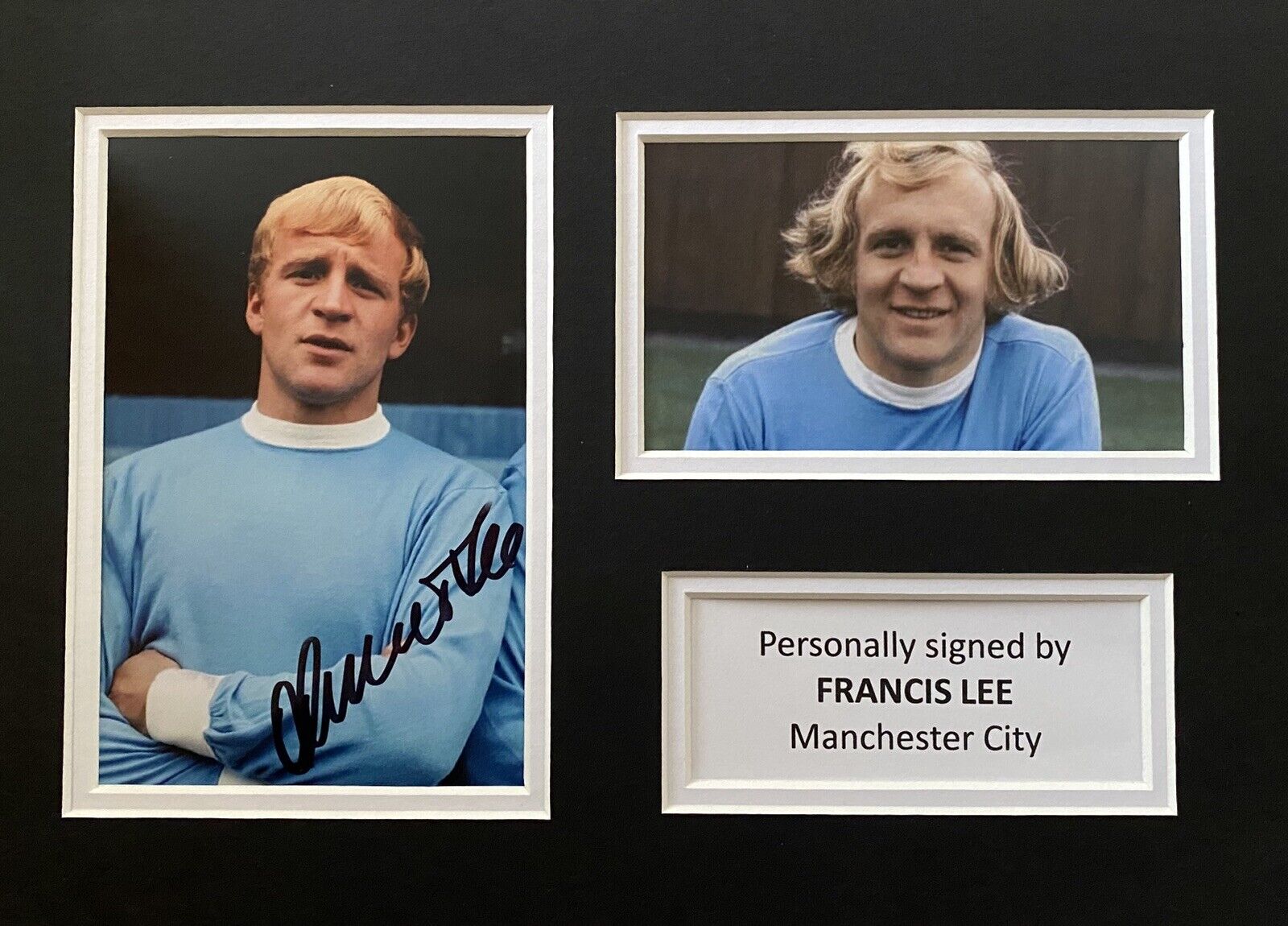 Francis Lee Genuine Hand Signed Manchester City Photo Poster painting In A4 Mount Display