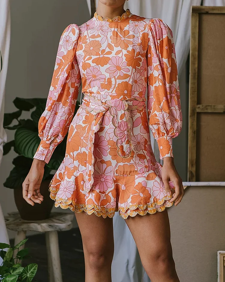 Long sleeve retro mini dress